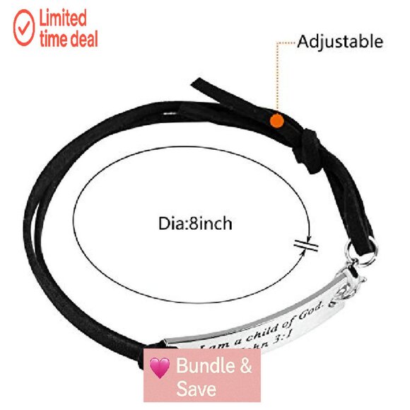 15 Pack Adjustable Silver Bracelets with Inspirational Bible Verses - Picture 5 of 6